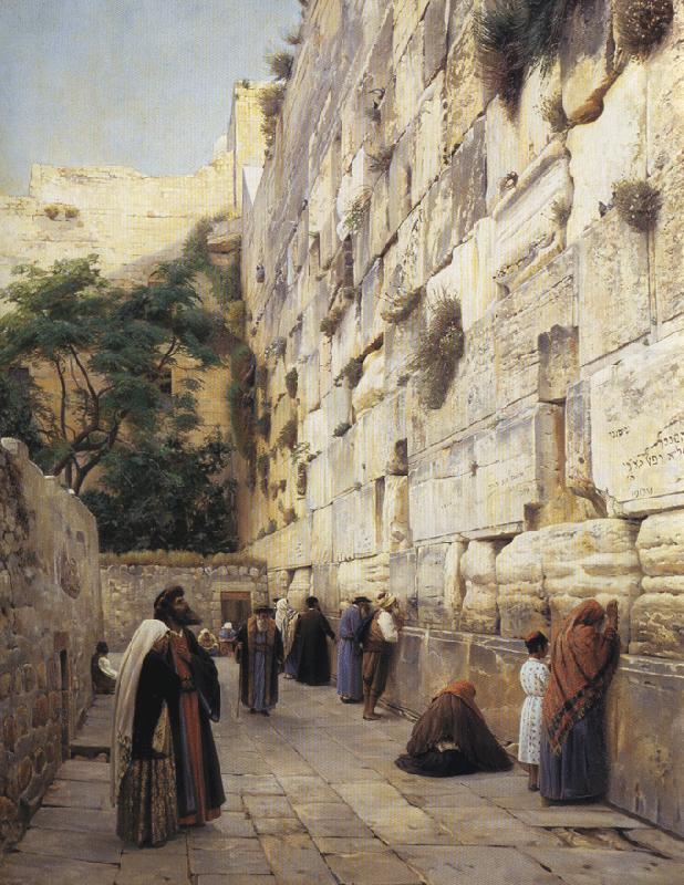 Gustav Bauernfeind Praying at the Western Wall, Jerusalem. china oil painting image